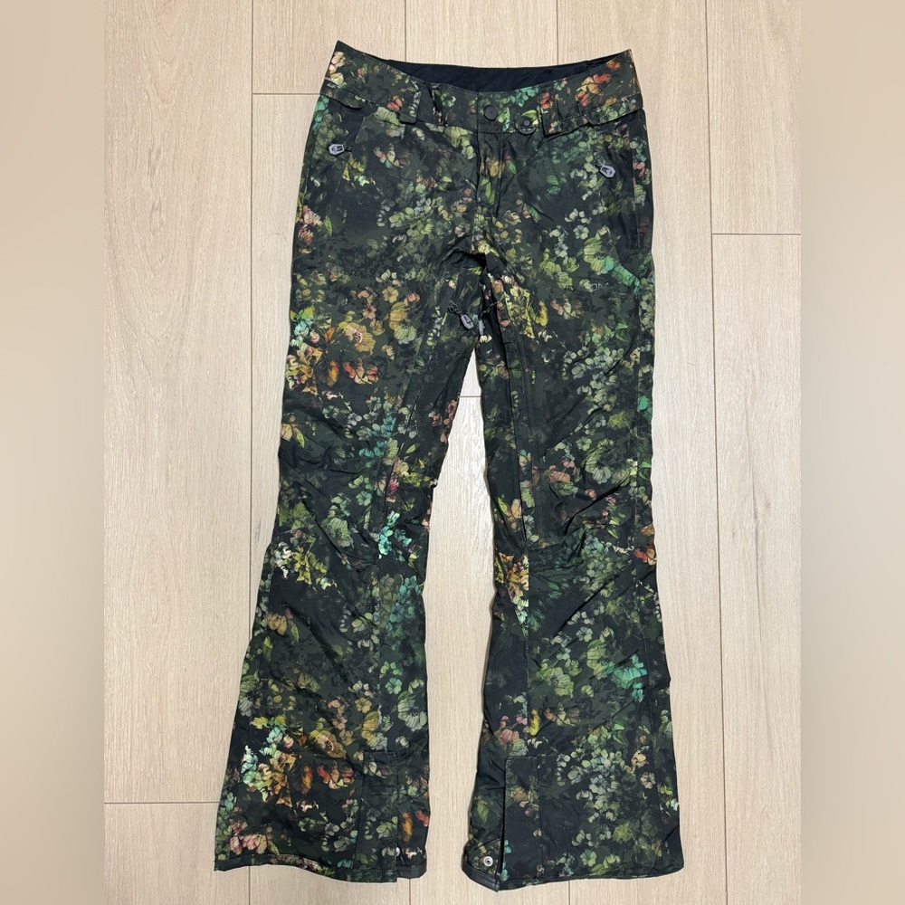 Volcom Womens True To This Ski Snowboard Gore-tex Pants Green Floral Size XS